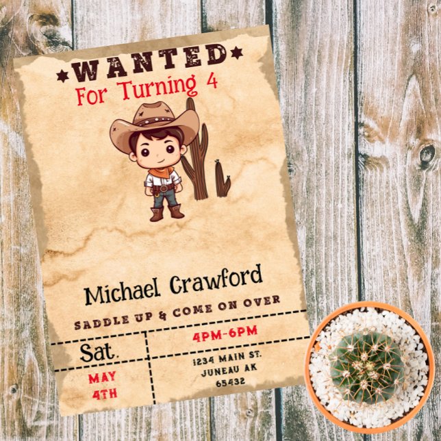 Invitation Garçon d'anniversaire recherché Country Western  (Créateur téléchargé)