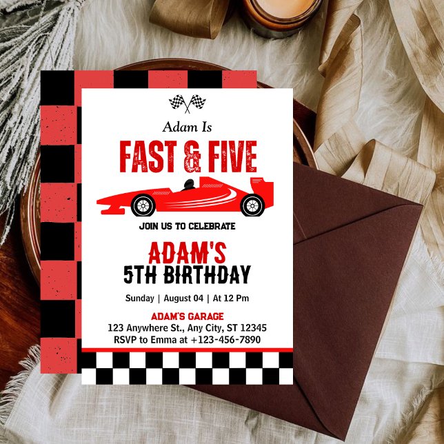 Invitation Garçon de 5 ans Fête d'anniversaire Fast & Five Vo (Créateur téléchargé)