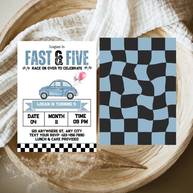 Invitation Garçon de 5 ans Fête d'anniversaire Fast & Five Vo (Créateur téléchargé)