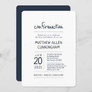 Invitation Garçon de confirmation  Moderne + Simple
