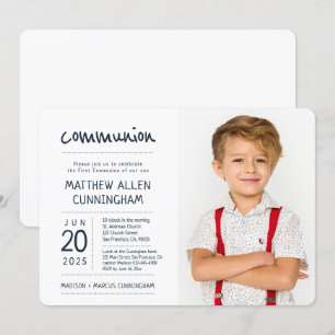 Invitation Garçon de la première communion  Moderne + Simple 