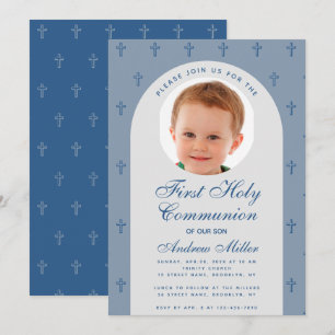 Invitation Garçon de première communion photo poussiéreux ble