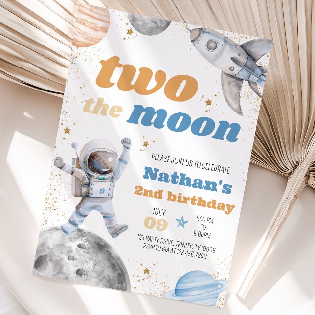 Invitation Garçon Deux la Lune Anniversaire (Créateur téléchargé)