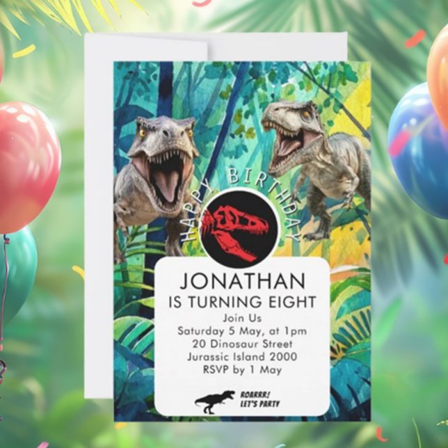INVITATION GARÇON DINO FORMIDABLE (Unleash the excitement with our ROAR-some BOY DINO Invitation! )