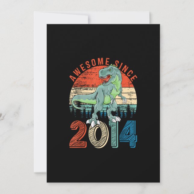 Invitation Garçon dinosaure de 9 ans génial depuis 2014 9e na (Devant)