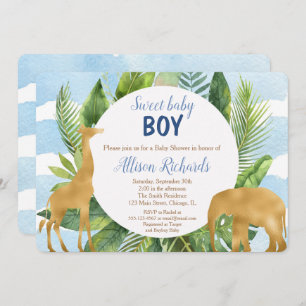 Invitation Garçon d'invitation de baby shower d'animaux de