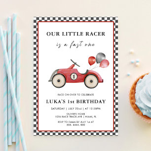 Invitation Garçon Fast One Voiture de Course Vintage 1er Anni