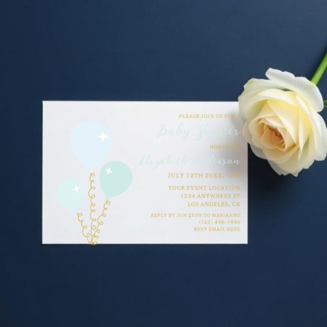 Invitation Garçon Fête de Bébé Ballons Bleus (Créateur téléchargé)