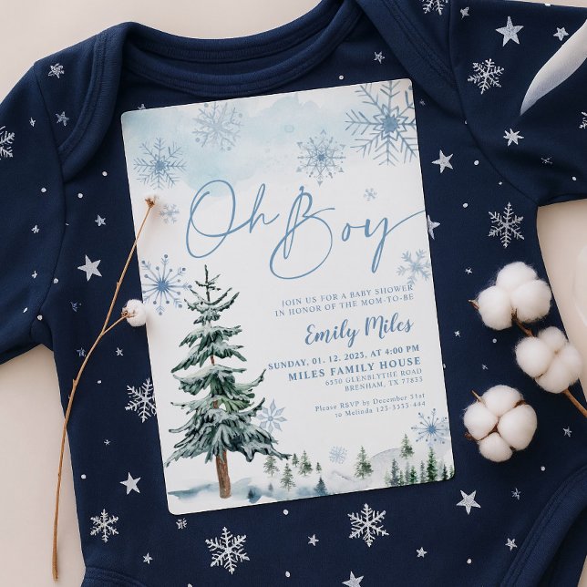 Invitation Garçon Fête de Bébé Hiver Merveilleux (Créateur téléchargé)