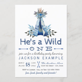 Invitation Garçon fête sauvage pour son premier anniversaire