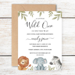 Invitation Garçon fille Safari mignonne animaux Baby shower