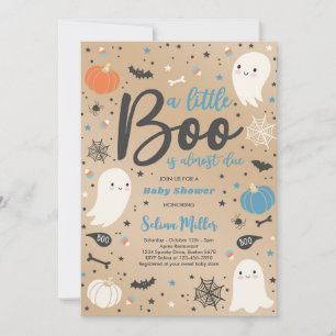 Invitation Garçon Ghost Little Boo est dû Baby shower Hallowe