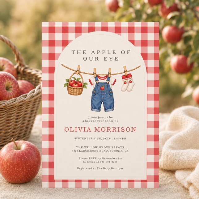 Invitation Garçon Gingham Baby Shower Apple of Our Eye (Créateur téléchargé)