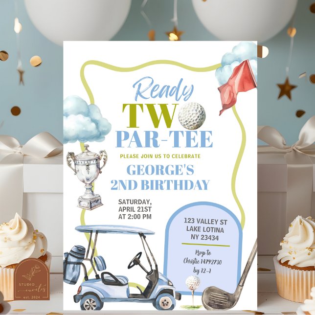 Invitation Garçon Golf Prêt Deux Par-Tee 2ème Anniversaire  (Créateur téléchargé)