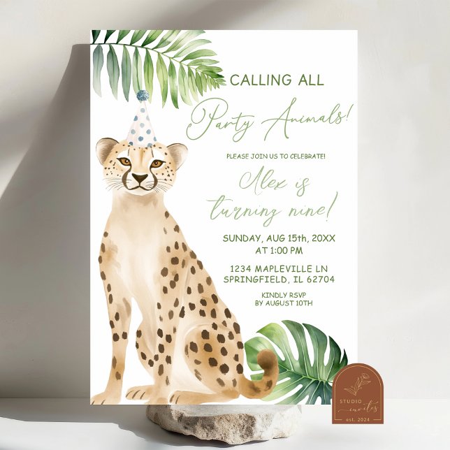 Invitation garçon guépard savane anniversaire (Créateur téléchargé)
