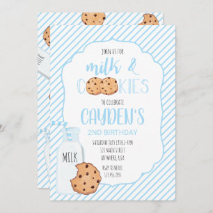 Invitation Garçon Lait et biscuits bleu Anniversaire