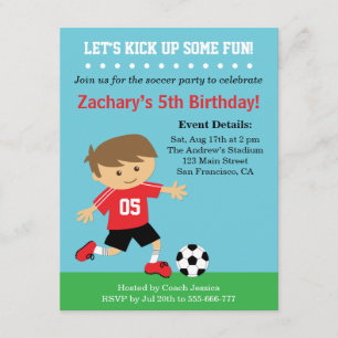 Invitation Garçon Mignon de Football, Fête d'Anniversaire sur
