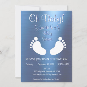 Invitation Garçon moderne Oh Baby shower Pieds bébé pieds