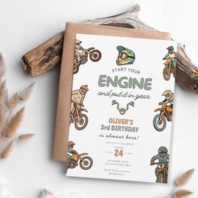 Invitation Garçon moto cross 3ème anniversaire (Créateur téléchargé)
