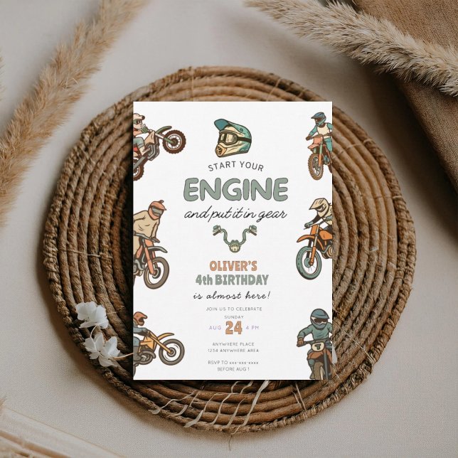 Invitation Garçon moto cross 4ème anniversaire (Créateur téléchargé)