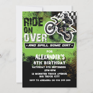 Invitation Garçon moto verte 2e 3e 4e 6e 7e 8e 9e