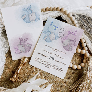 Invitation Garçon ou fille éléphant rose bleu sexe révéler