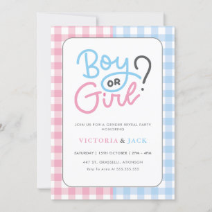 Invitation Garçon ou fille En vichy Genre classique révéler