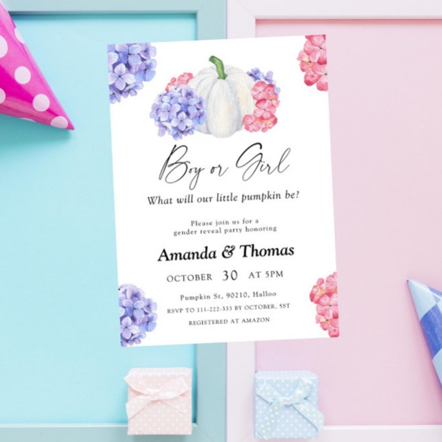 Invitation Garçon ou fille - Fête de la citrouille - révélati (Créateur téléchargé)