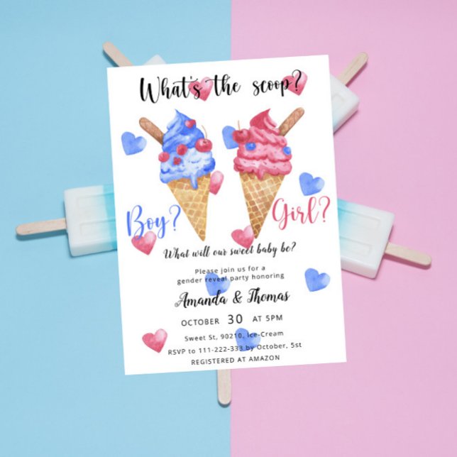 Invitation Garçon ou fille - Glace - Fête de révélation du se (Créateur téléchargé)