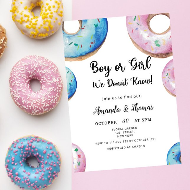 Invitation Garçon ou fille ! Nous ne savons pas de DONUT ! Ré (Créateur téléchargé)