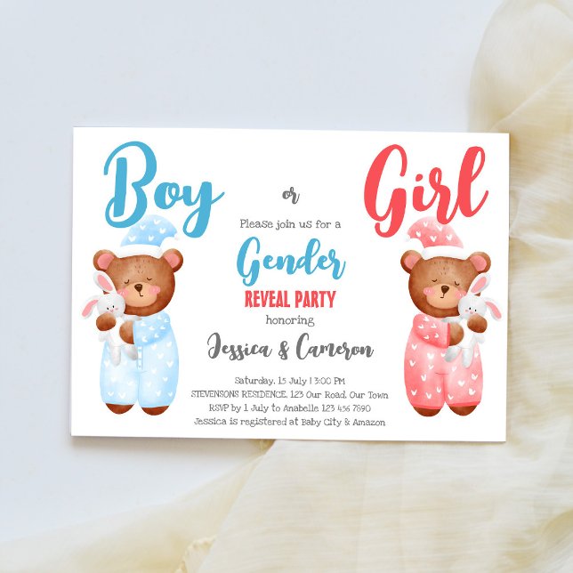 Invitation Garçon ou fille ours en peluche sexe révéler invit (Créateur téléchargé)