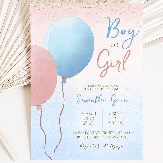 Invitation Garçon ou Fille Quel Sera Le Bébé Fête Prénatale (Créateur téléchargé)