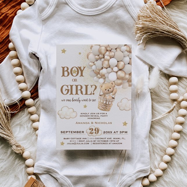 Invitation Garçon ou fille Sexe Révéler Teddy Ours (Créateur téléchargé)