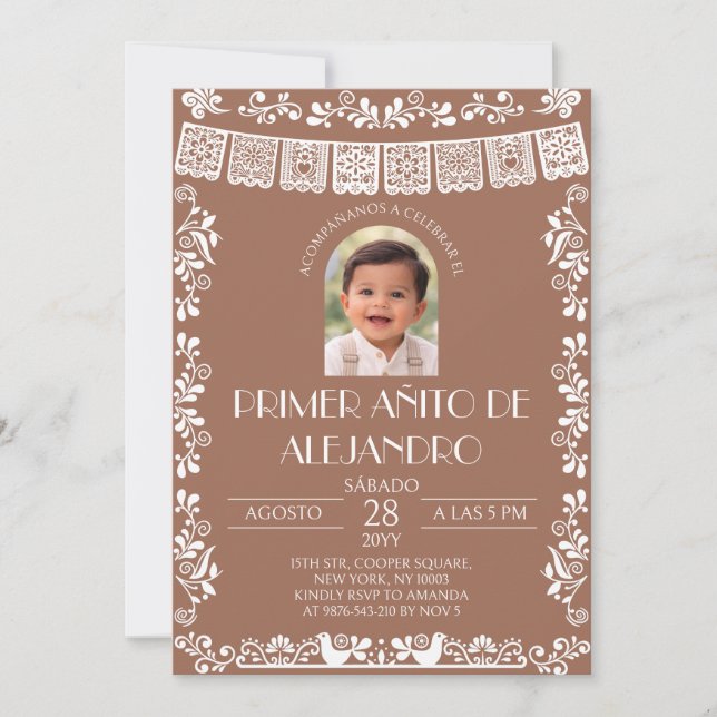 Invitation Garçon Primer Añito Terracotta avec Pho (Devant)