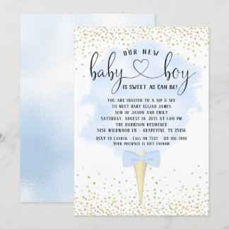 Invitation Garçon Regarde et Suce Coton de Sucre Baby Shower