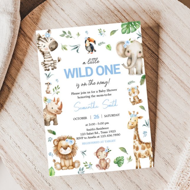 Invitation Garçon Safari Sauvage (Safari Wild One Baby Shower Invitation)