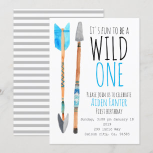 Invitation Garçon sauvage une flèche tribale premier annivers