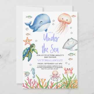Invitation Garçon sous la mer Animaux océaniques Baby Shower