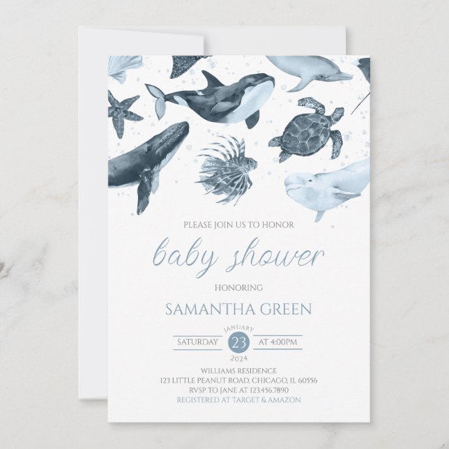 Invitation Garçon sous le Baby shower marin (Devant)