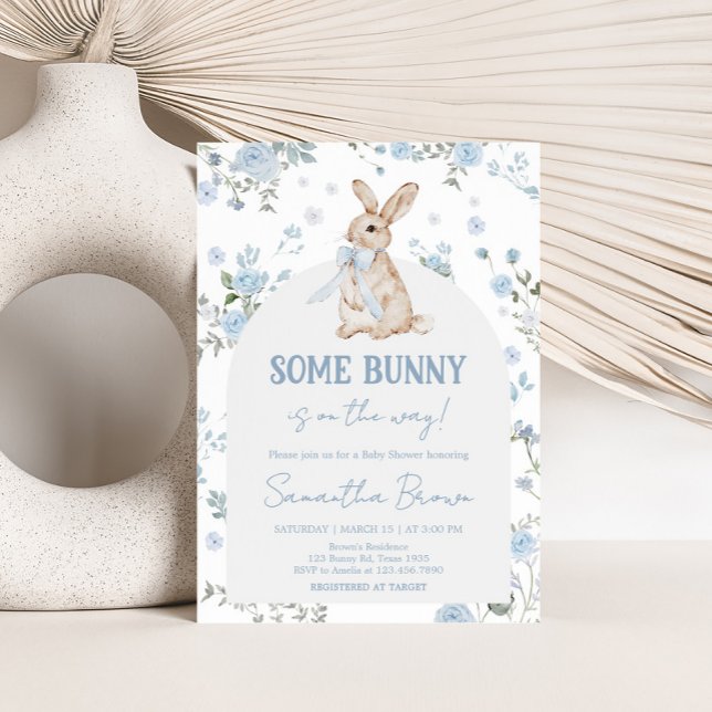 Invitation Garçon Un Baby shower De Lapin (Blue Somebunny Baby Shower Invitation)