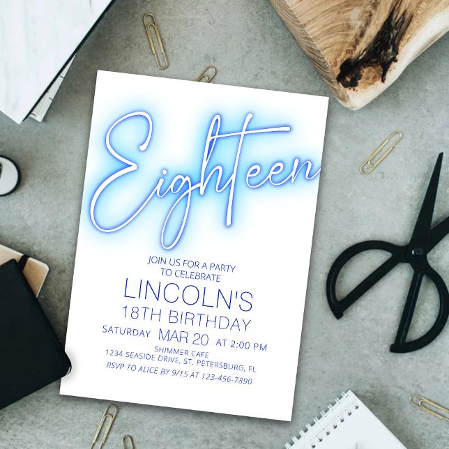 Invitation Garçons 18e piscine Neon Anniversaire (Créateur téléchargé)