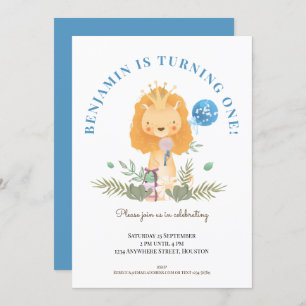 Invitation Garçons 1er Anniversaire Party Cute Lion Safari