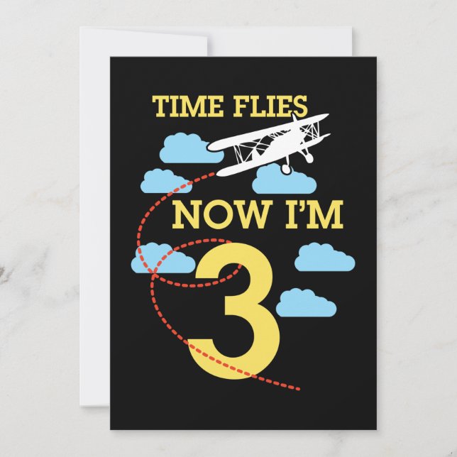 Invitation Garçons 3e anniversaire Avion 3 ans Anniversaire (Devant)