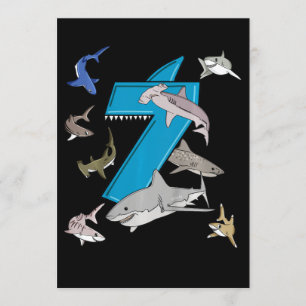 Invitation Garçons 7 ans Anniversaire Requin Blanc