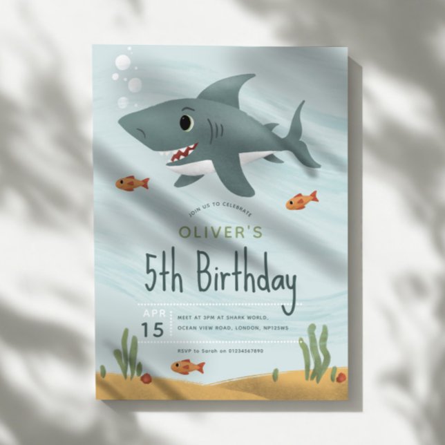 Invitation Garçons adorable requin sous l'océan Mer 5e annive (Créateur téléchargé)