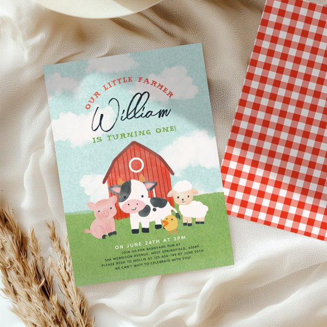 Invitation Garçons Animaux de Ferme Fête d'Anniversaire des E (Créateur téléchargé)