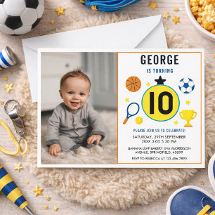 Invitation Garçons Anniversaire de enfant sportif moderne   P