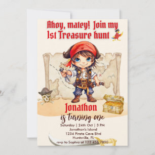Invitation Garçons Anniversaire Personnalisable Pirate Party