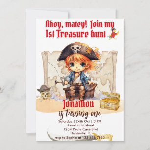 Invitation Garçons Anniversaire Personnalisable Pirate Party