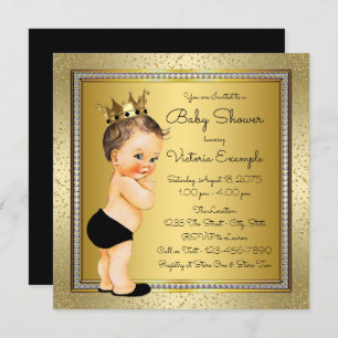 Invitation Garçons Baby shower Black Gold